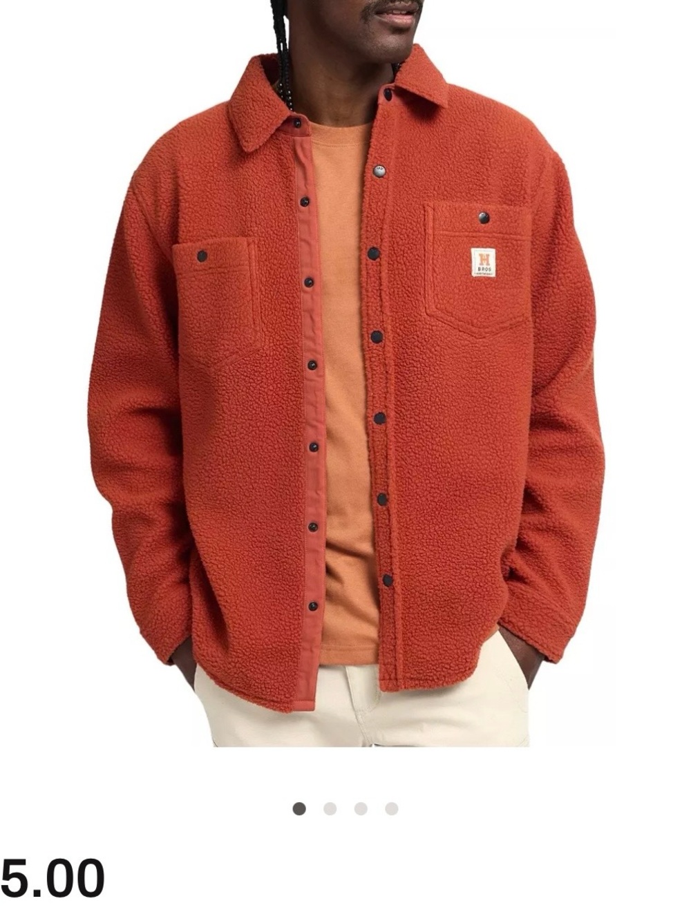 Howler Brothers Allegheny Fleece Over-shirt in Cinnamon Size Medium A00367